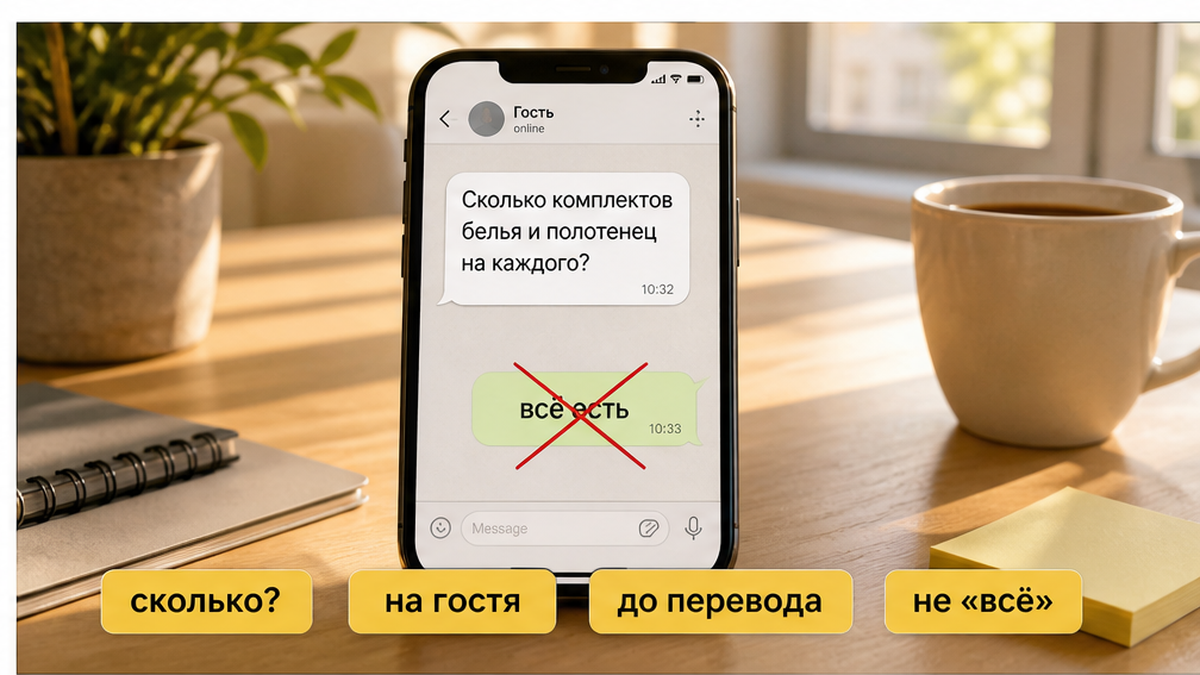 Вопрос в чате про количество комплектов до перевода денег.
