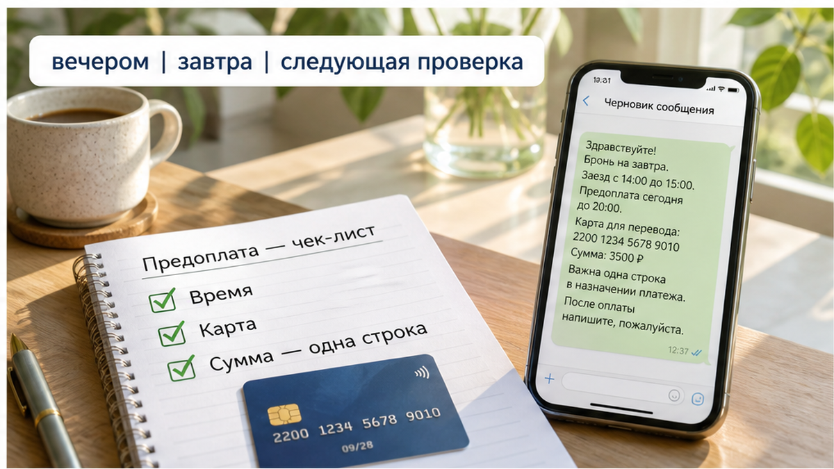 Список вопросов гостю до перевода залога: когда, куда и на какую карту вернут деньги.