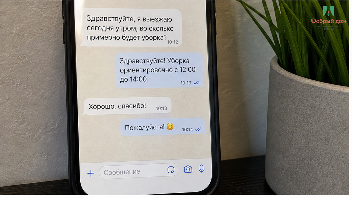 В переписке нет ни даты, ни времени возврата залога — только «после уборки».