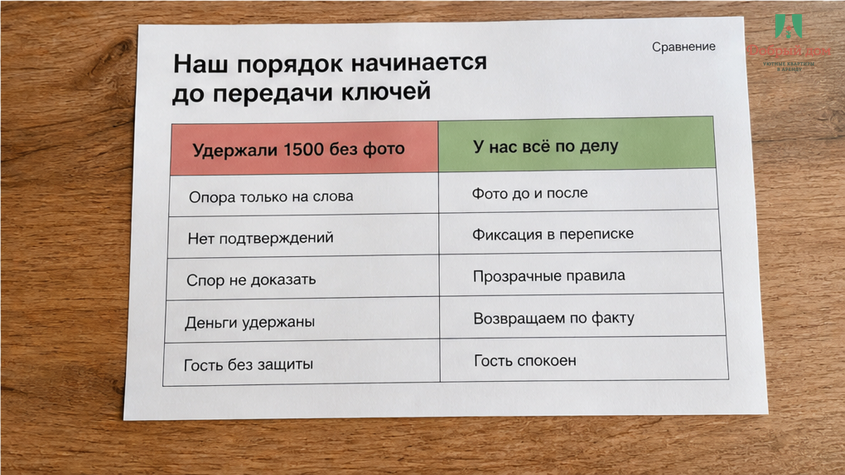 Удержание 1 500 ₽ за пятно без фотографии для гостя.