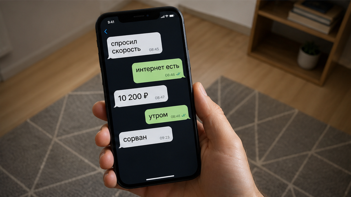 Чат до оплаты: «интернет есть», утром созвон сорван.
