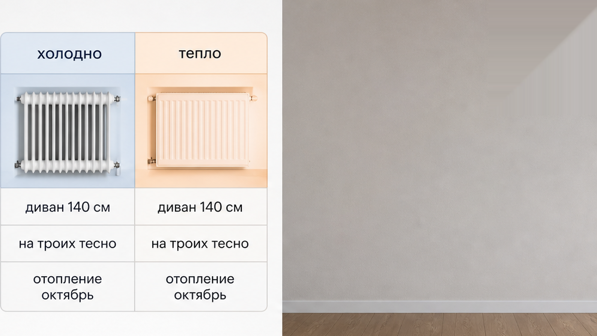 Осенью в Тюмени проверяют батарею в комнате где спят — холодная гостиная с балконной дверью